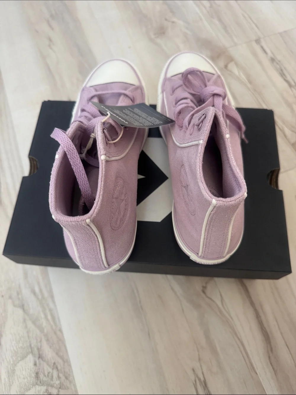 Converse High Top Suede Sneakers Lavender Pink - Picture 3 of 4